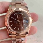 Replica Rolex Day Date Textured Brown Dial Rose Gold Case President Band Watch  40mm